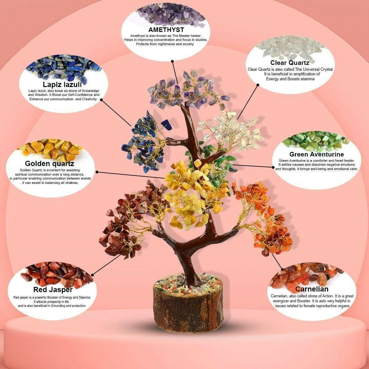 7 Chakra Natural Gemstone Crystal Tree | Parishtha - ParishthaParishtha