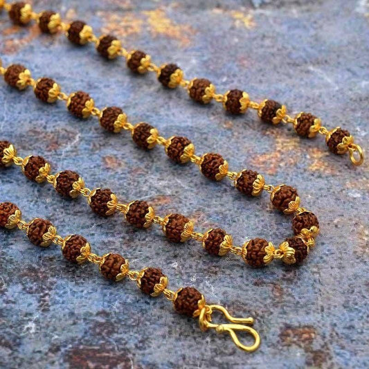 Gold - Plated Rudraksha Mala | Parishtha - ParishthaParishtha