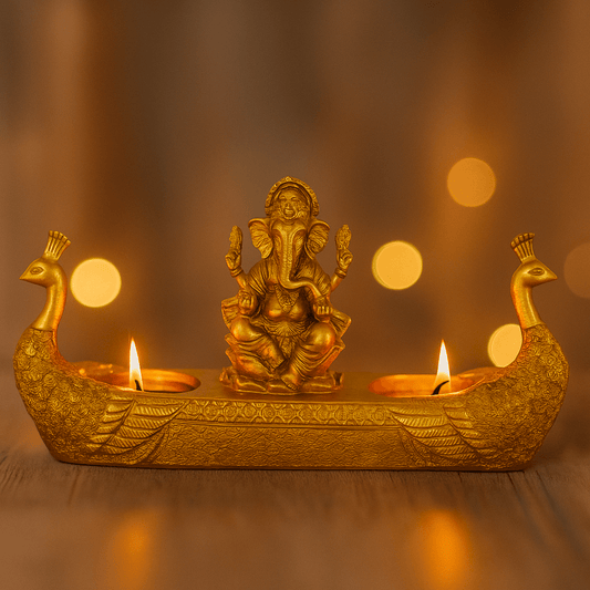 Divine Glow: Golden Ganesha Deepak | Parishtha - ParishthaParishtha