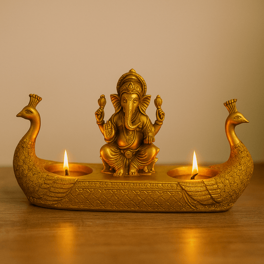 Divine Glow: Golden Ganesha Deepak | Parishtha - ParishthaParishtha