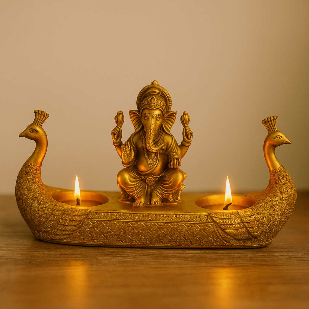 Divine Glow: Golden Ganesha Deepak | Parishtha - ParishthaParishtha